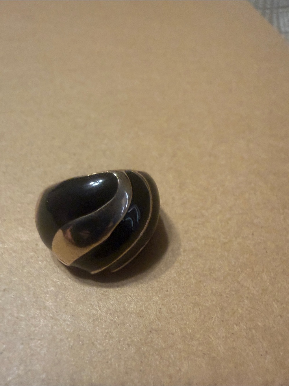 Black and Gold Swirl Dome Ring - Women's Fashion Jewelry